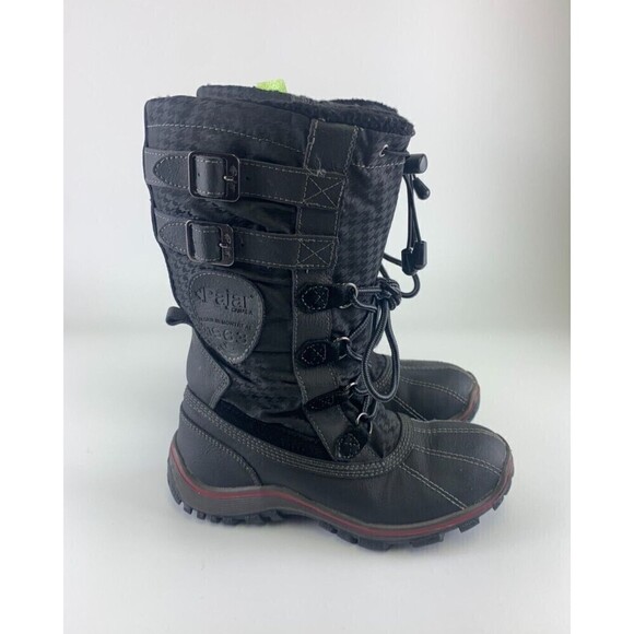 BOGO Pajar Mid Lace Up Snow Boot Black Suede Waterproof Zip Buckles Womens 6-6.5 - Picture 2 of 16